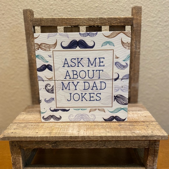 Ask Me About My Dad Jokes Mustache Wood Sign, Father’s Day Gift, Dad Decor Gift - Picture 2 of 13